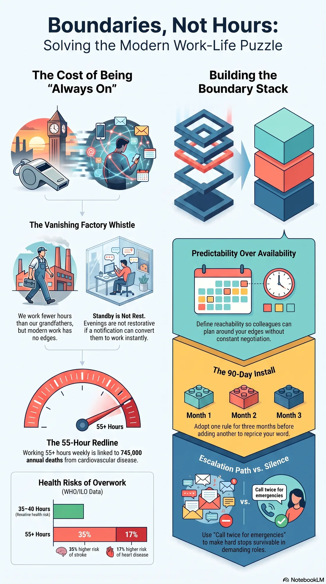 Infographic of the boundary stack: five rules with scripts and the defense principle